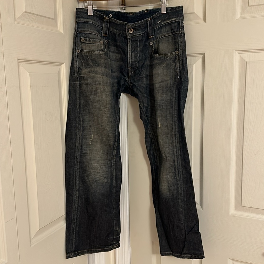 Gstar 3301 men’s distressed dark wash denim size 33X30
